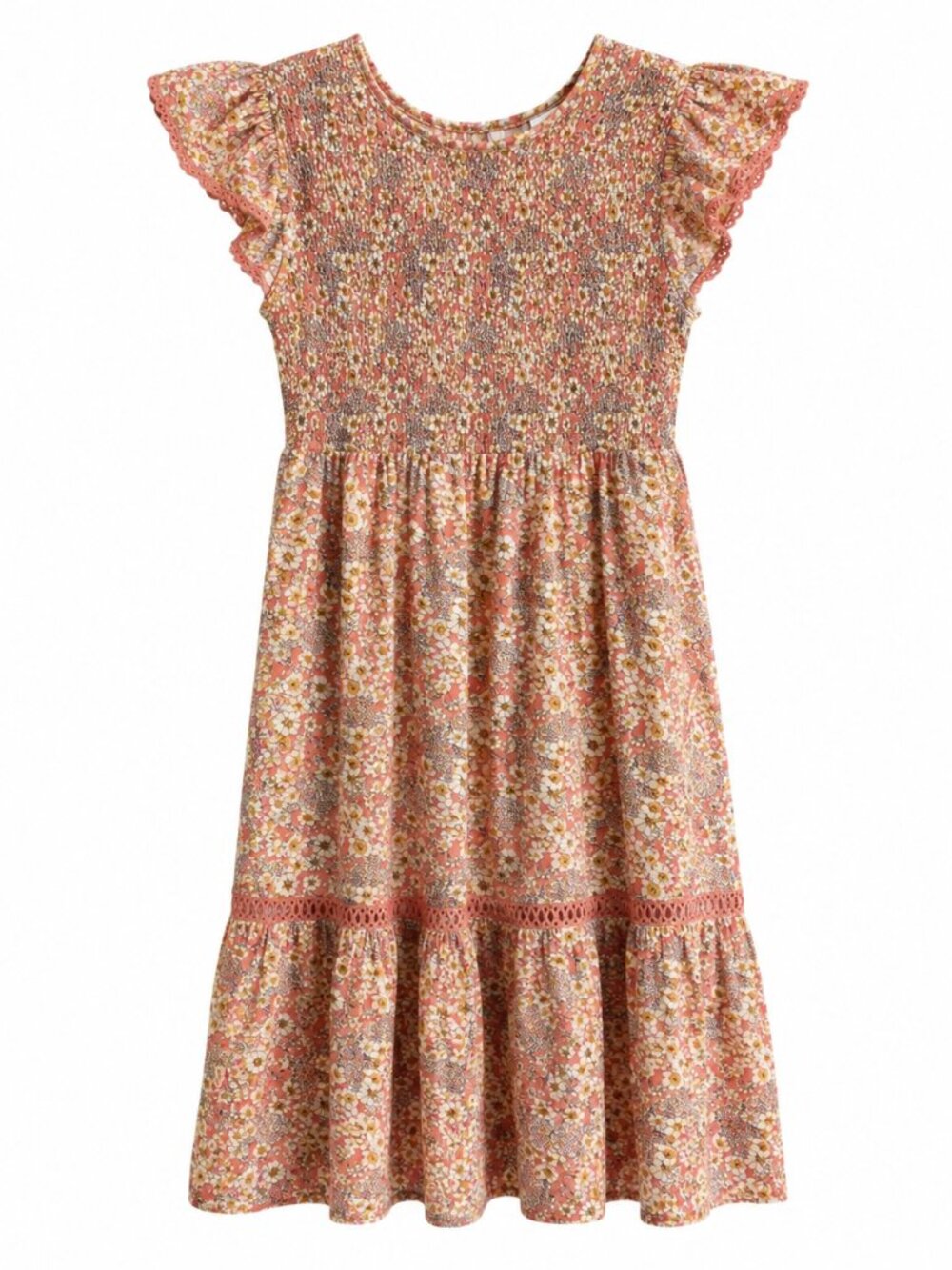 Patrons of Peace Floral Smocked Midi Dress - Size Medium - Retail $79